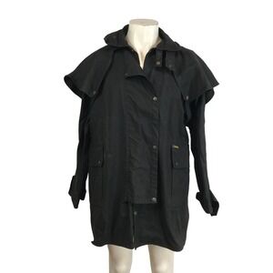 Driza-Bone Men MEDIUM Black Waxed Cotton Duster Riding Deluxe Short Coat
